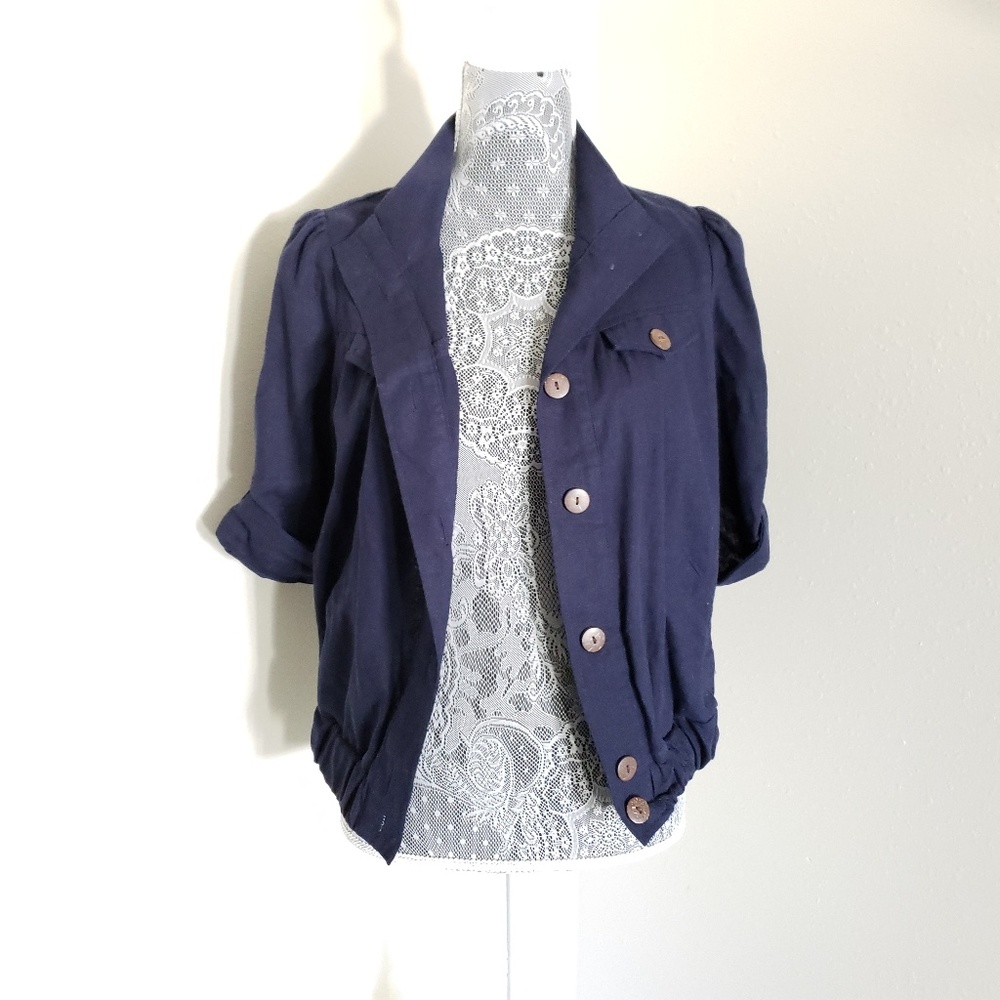 Navy Linen Blazer Jacket